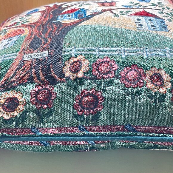 Pretty Vintage Birdhouse Tapestry Accent Pillow 16" - Picture 5 of 9